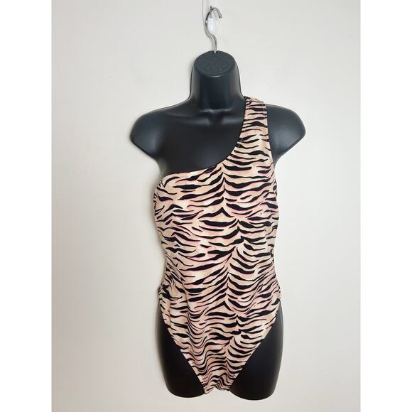 Victoria's Secret One-Shoulder One Piece Swimsuit Animal Print Size Large - Picture 2 of 7